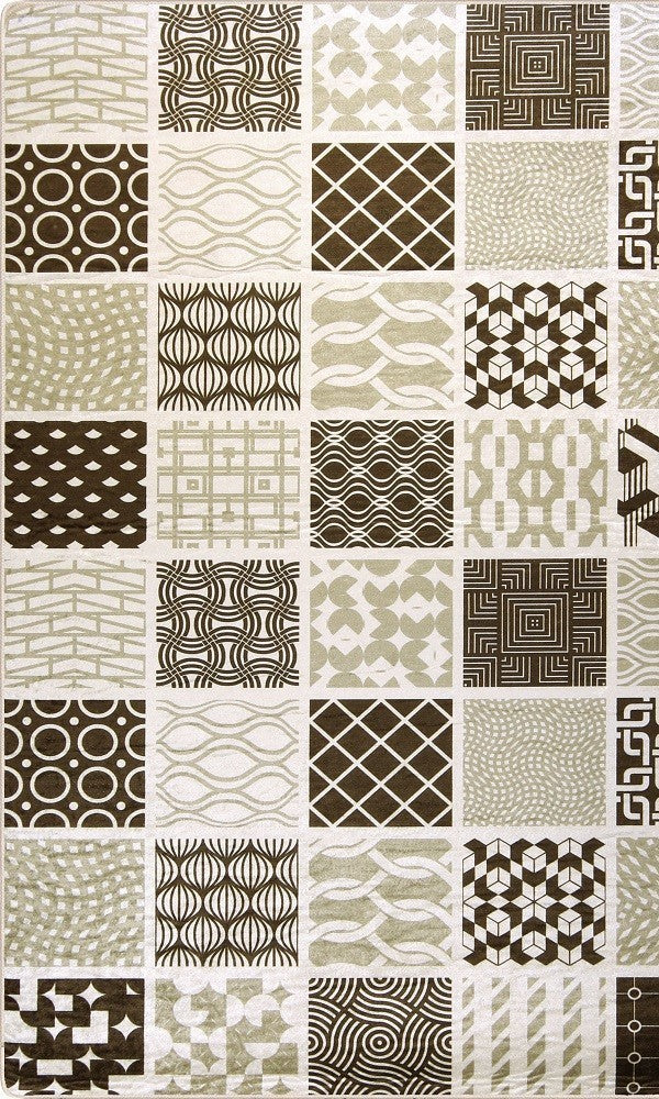Tapis Carreaux de ciment Marron Dimensions - 60x90 – Qualité supérieure pour Maison, Appartement, Bureau – Style élégant et durable – Confort optimal, facile à nettoyer – Idéal salon et chambre