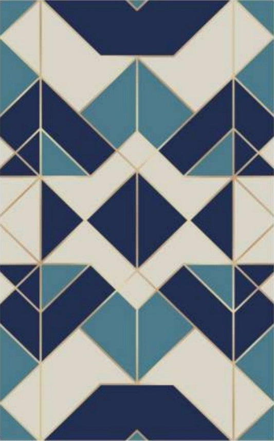 Tapis Triangle Bleu/Beige Dimensions - 160x230 – Qualité supérieure pour Maison, Appartement, Bureau – Style élégant et durable – Confort optimal, facile à nettoyer – Idéal salon et chambre