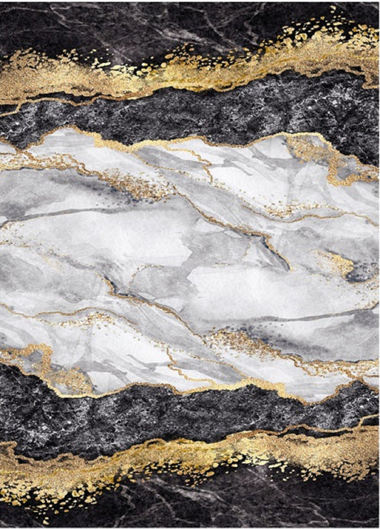 Tapis Gold, Black Dimensions - 80x150 – Qualité supérieure pour Maison, Appartement, Bureau – Style élégant et durable – Confort optimal, facile à nettoyer – Idéal salon et chambre