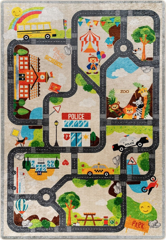 Tapis Circuit de Voiture - Beige Dimensions - 80x150 – Qualité supérieure pour Maison, Appartement, Bureau – Style élégant et durable – Confort optimal, facile à nettoyer – Idéal salon et chambre