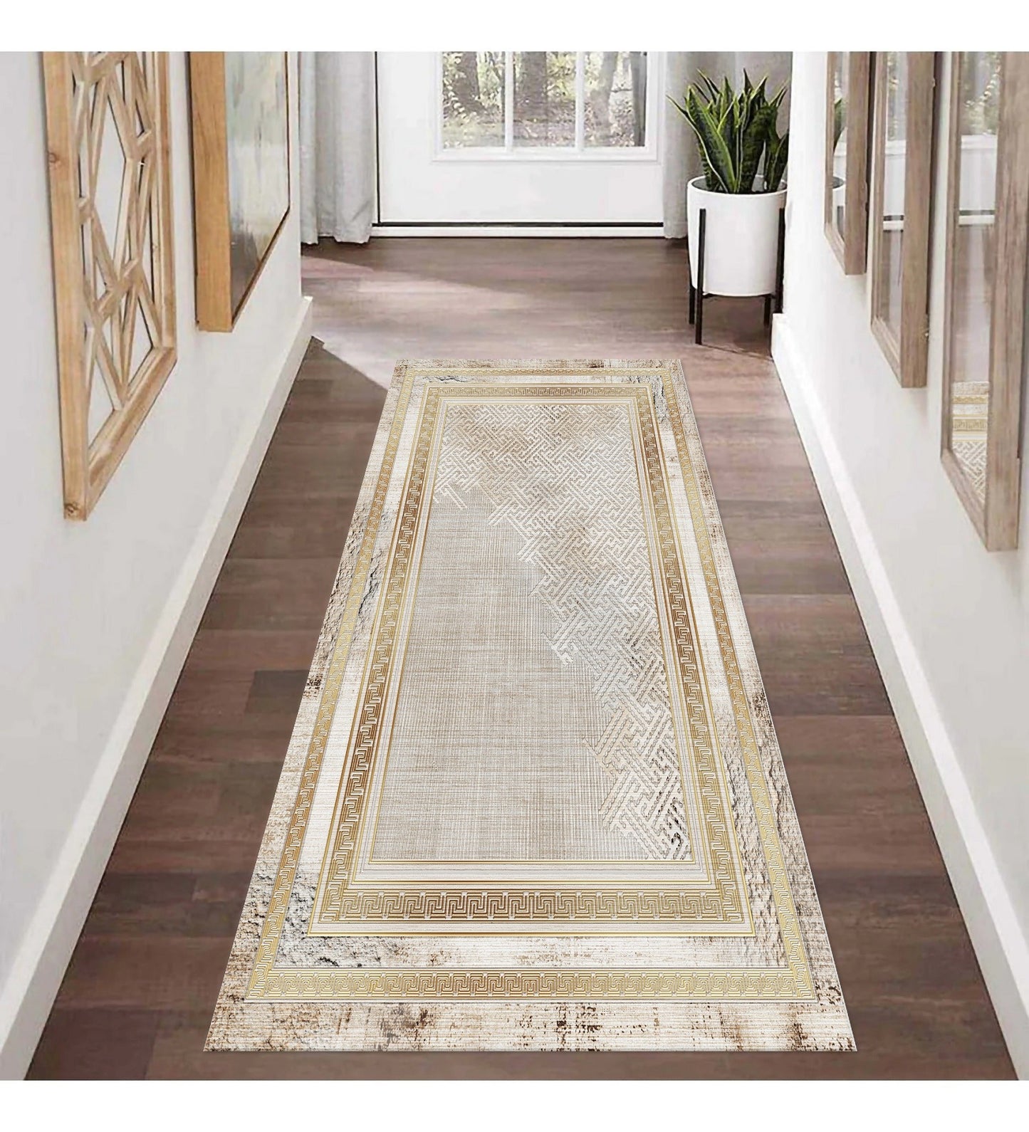 Tapis NAJAT Gold Dimensions - 80x150 – Qualité supérieure pour Maison, Appartement, Bureau – Style élégant et durable – Confort optimal, facile à nettoyer – Idéal salon et chambre