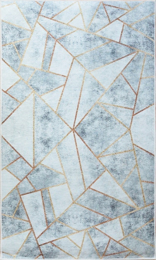 Tapis Grafic Gris/Doré Dimensions - 120x180 – Qualité supérieure pour Maison, Appartement, Bureau – Style élégant et durable – Confort optimal, facile à nettoyer – Idéal salon et chambre