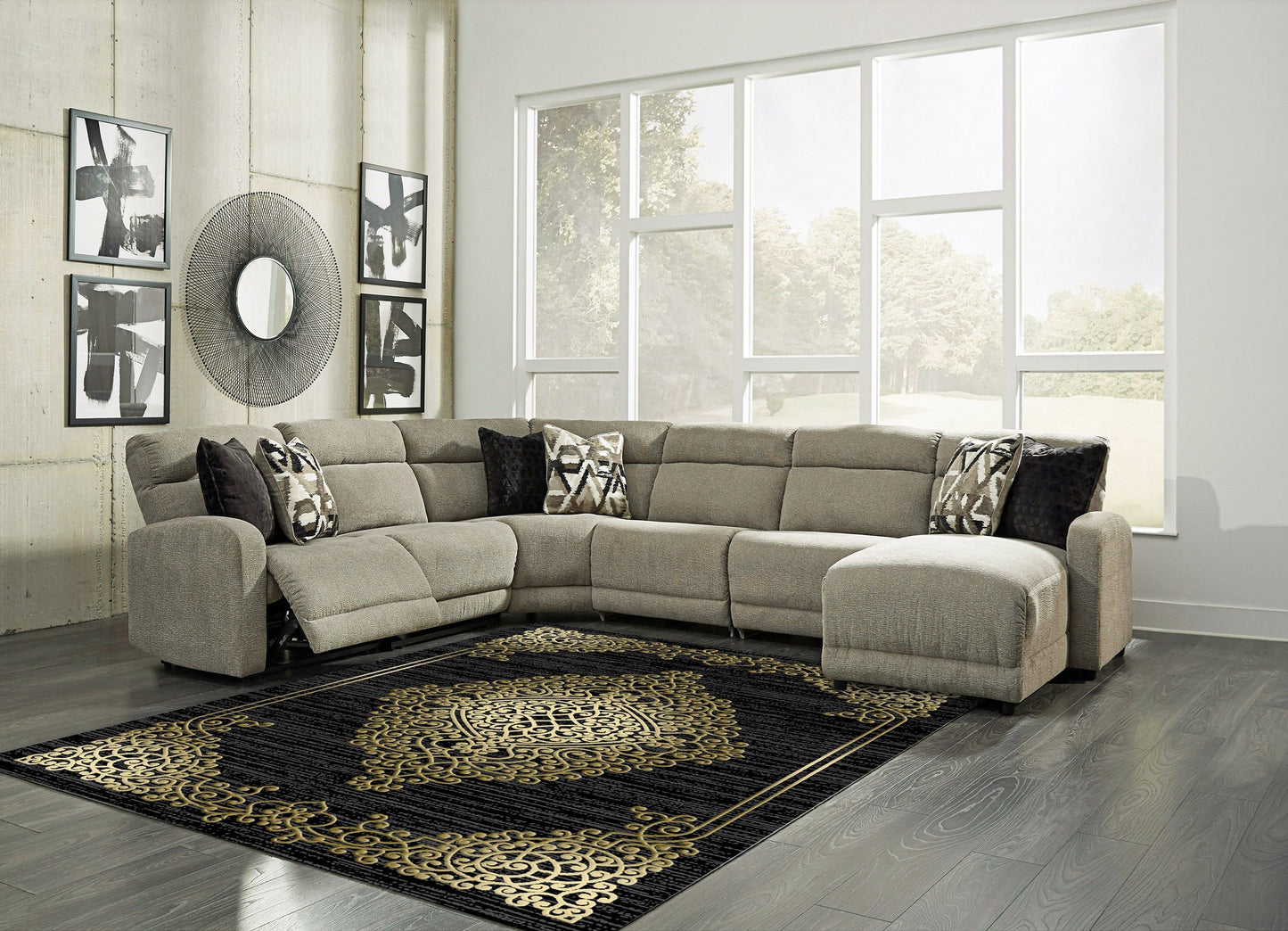 Tapis Orient Noir Gold Dimensions - 200x300 – Qualité supérieure pour Maison, Appartement, Bureau – Style élégant et durable – Confort optimal, facile à nettoyer – Idéal salon et chambre