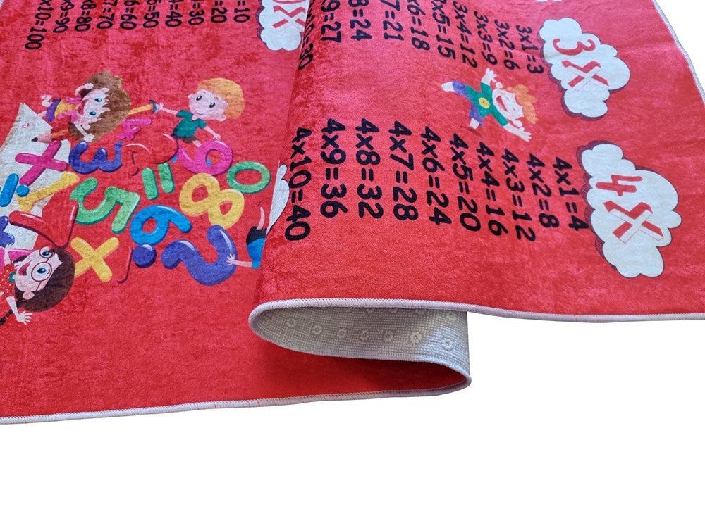 Tapis Table de Multiplication Rouge 100x160cm – Qualité supérieure pour Maison, Appartement, Bureau – Style élégant et durable – Confort optimal, facile à nettoyer – Idéal salon et chambre