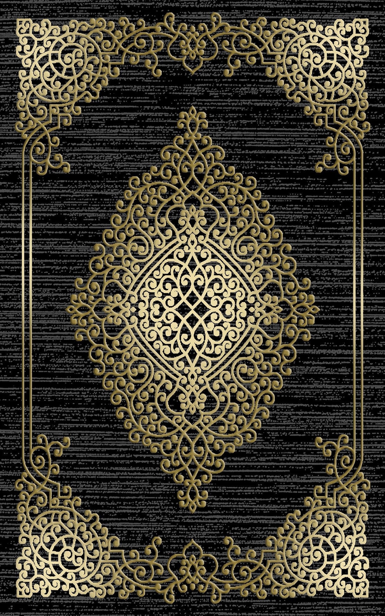 Tapis Orient Noir Gold Dimensions - 300x400 – Qualité supérieure pour Maison, Appartement, Bureau – Style élégant et durable – Confort optimal, facile à nettoyer – Idéal salon et chambre