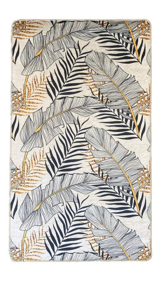TapisFeuille Gris/Gold 120x180Cm – Qualité supérieure pour Maison, Appartement, Bureau – Style élégant et durable – Confort optimal, facile à nettoyer – Idéal salon et chambre