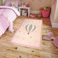 Tapis Enfant MONGOLFIERE 80 x 150 cm - Rose – Qualité supérieure pour Maison, Appartement, Bureau – Style élégant et durable – Confort optimal, facile à nettoyer – Idéal salon et chambre