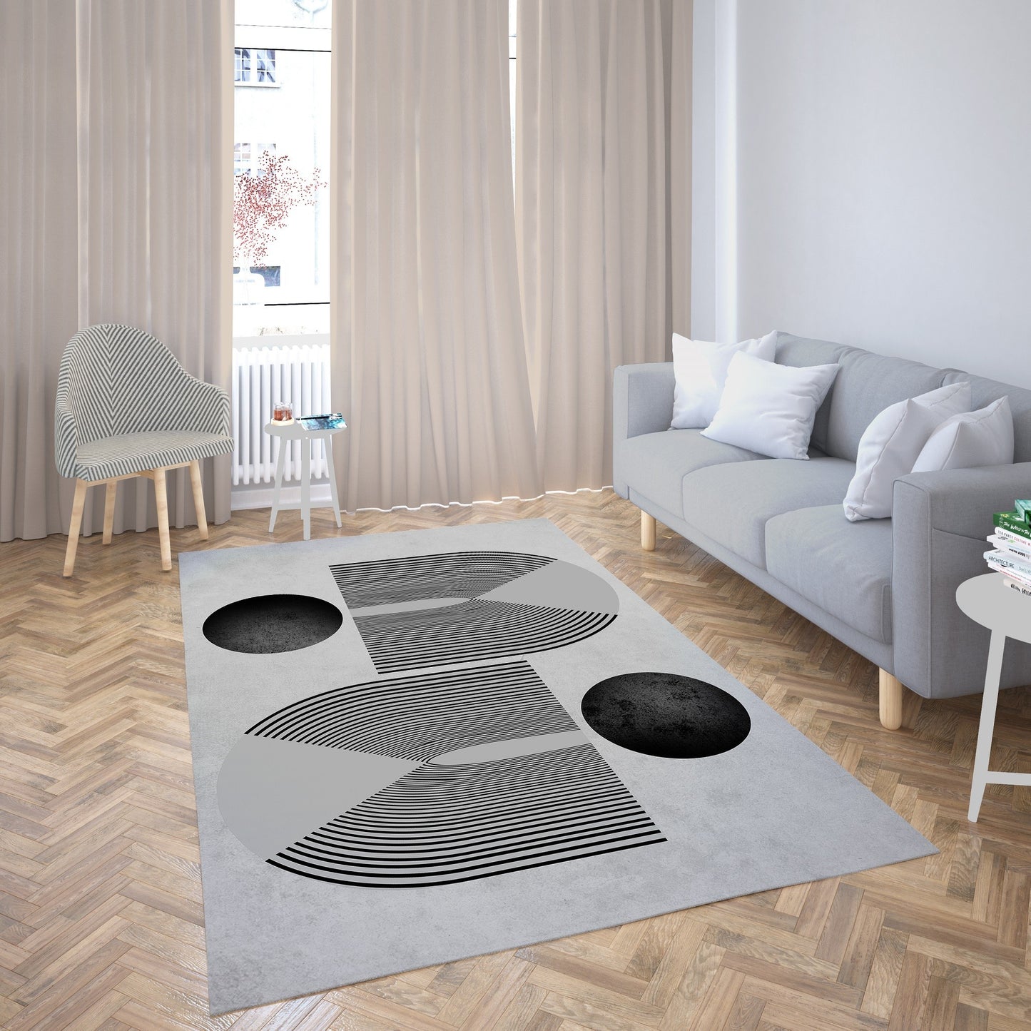 Tapis Seventies Gris Noir Dimensions - 120x180 – Qualité supérieure pour Maison, Appartement, Bureau – Style élégant et durable – Confort optimal, facile à nettoyer – Idéal salon et chambre