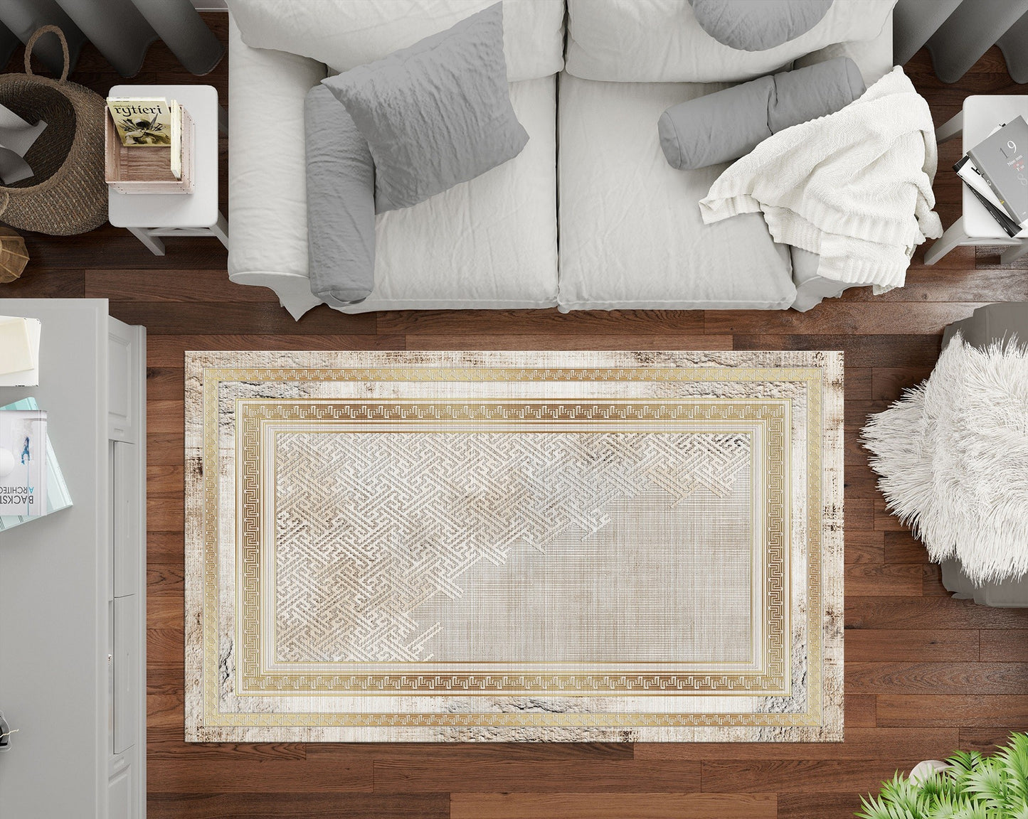 Tapis NAJAT Gold Dimensions - 80x150 – Qualité supérieure pour Maison, Appartement, Bureau – Style élégant et durable – Confort optimal, facile à nettoyer – Idéal salon et chambre