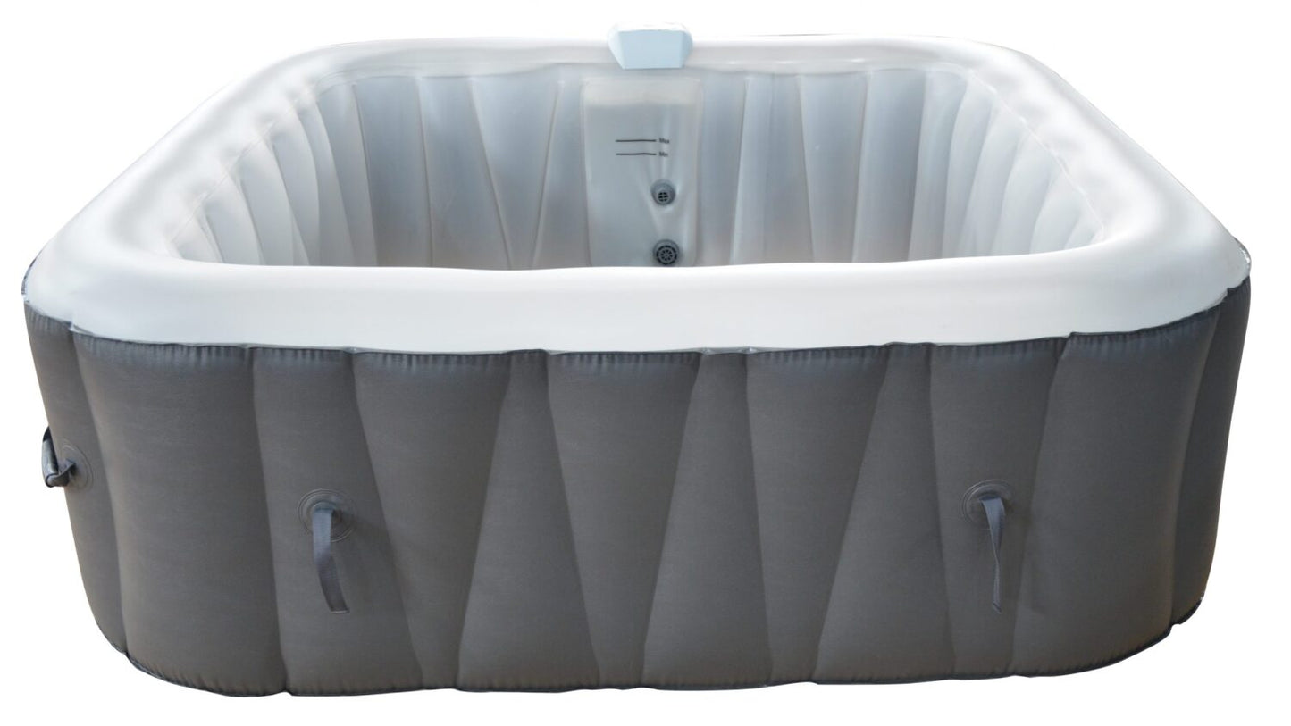 Spa gonflable 6 places carré - Bandeau LED inclus - Confortable et relaxant - Facile à installer - Idéal pour les soirées entre amis - Dimensions : 185 x 185 cm | Blanc et bleu | TRENDYFLAIR