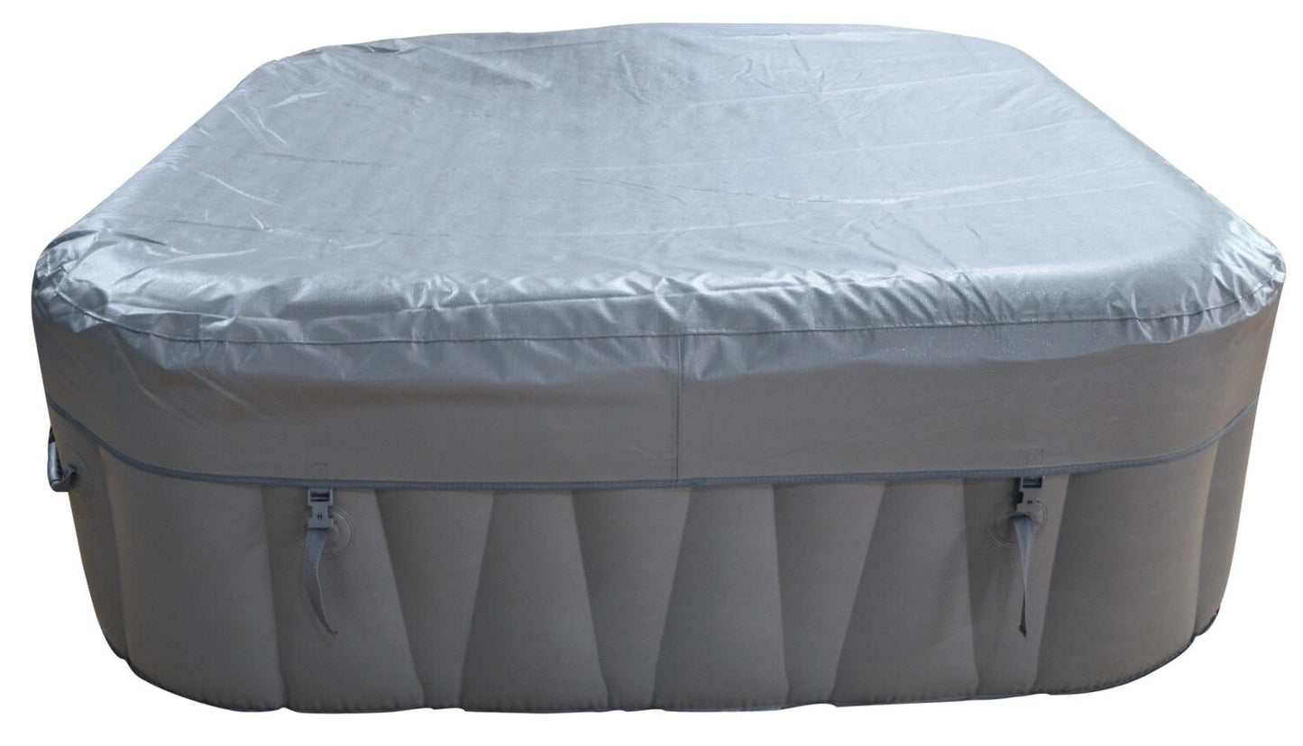 Spa gonflable 6 places carré - Bandeau LED inclus - Confortable et relaxant - Facile à installer - Idéal pour les soirées entre amis - Dimensions : 185 x 185 cm | Blanc et bleu | TRENDYFLAIR