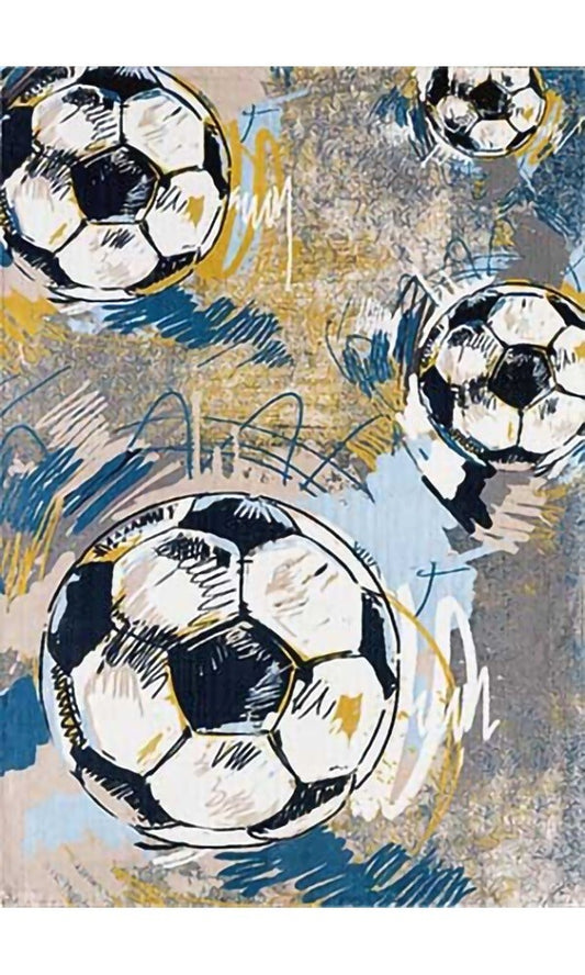 Tapis Enfant Football 120 x 160 cm - Gris – Qualité supérieure pour Maison, Appartement, Bureau – Style élégant et durable – Confort optimal, facile à nettoyer – Idéal salon et chambre