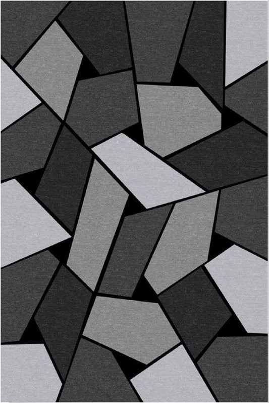 Tapis GEOMETRIQUE Gris Dimensions - 80x150 – Qualité supérieure pour Maison, Appartement, Bureau – Style élégant et durable – Confort optimal, facile à nettoyer – Idéal salon et chambre