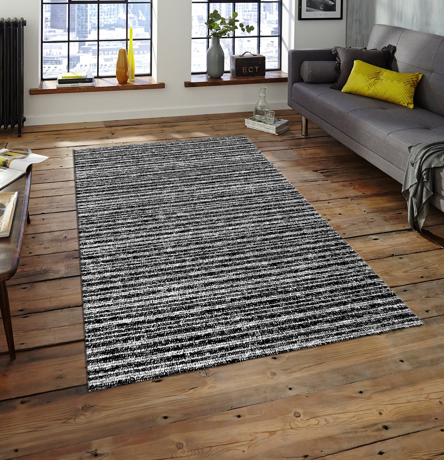 Tapis Selma Noir Dimensions - 160x230 – Qualité supérieure pour Maison, Appartement, Bureau – Style élégant et durable – Confort optimal, facile à nettoyer – Idéal salon et chambre