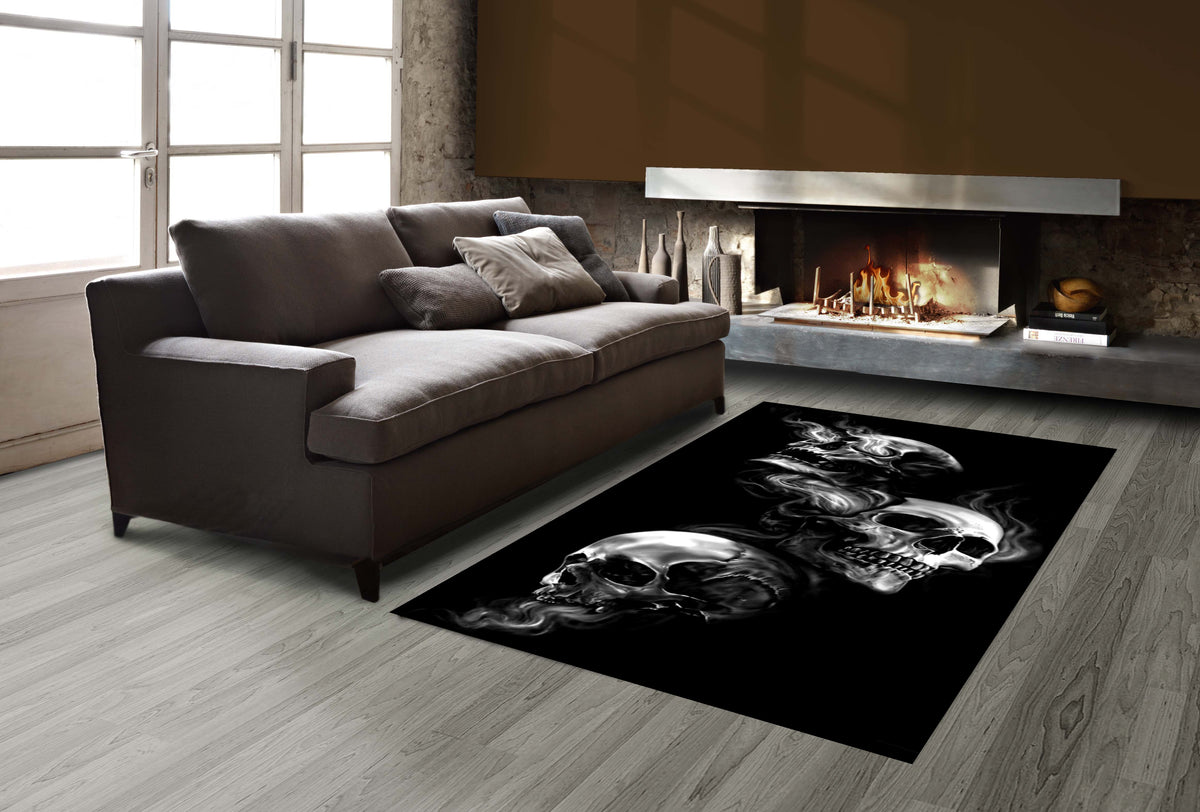 Tapis Skull Noir Dimensions - 80x150 – Qualité supérieure pour Maison, Appartement, Bureau – Style élégant et durable – Confort optimal, facile à nettoyer – Idéal salon et chambre