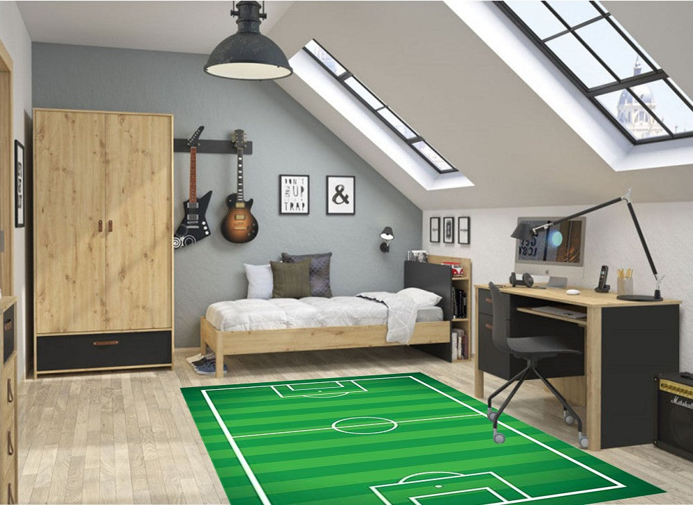 Tapis Enfant Soccer 120 x 160 cm - Vert – Qualité supérieure pour Maison, Appartement, Bureau – Style élégant et durable – Confort optimal, facile à nettoyer – Idéal salon et chambre