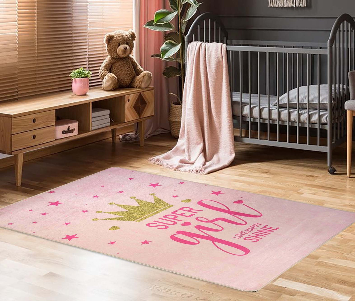 Tapis Enfant Super Girls 120 x 160 cm - Rose – Qualité supérieure pour Maison, Appartement, Bureau – Style élégant et durable – Confort optimal, facile à nettoyer – Idéal salon et chambre