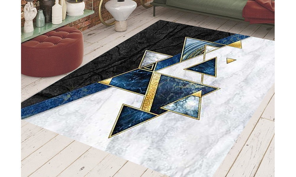 Tapis SYMETRIE Bleu Dimensions - 80x150 – Qualité supérieure pour Maison, Appartement, Bureau – Style élégant et durable – Confort optimal, facile à nettoyer – Idéal salon et chambre