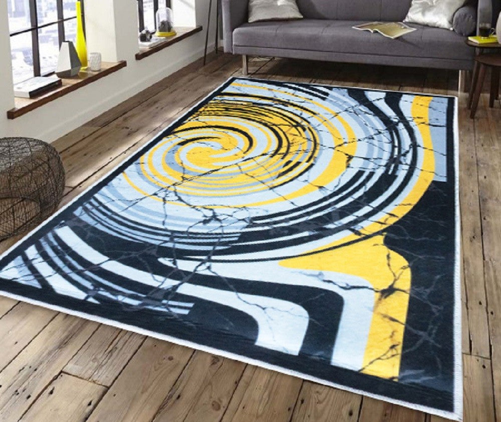 Tapis Tourbillon Jaune Dimensions - 160x230 – Qualité supérieure pour Maison, Appartement, Bureau – Style élégant et durable – Confort optimal, facile à nettoyer – Idéal salon et chambre