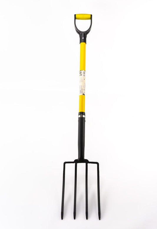 Fourche à bêcher pour jardin - Suan - 4 dents - Manche en fibre de verre - Poignée confort | Robuste et ergonomique | Vert et noir | TRENDYFLAIR